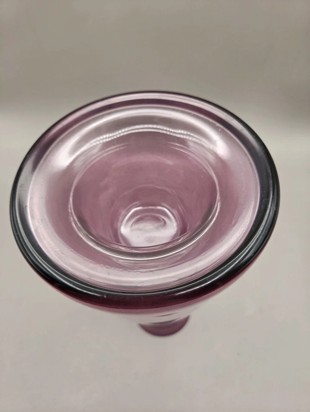 Purplish Pink Glass Vase with a Dome in the Inside Bottom